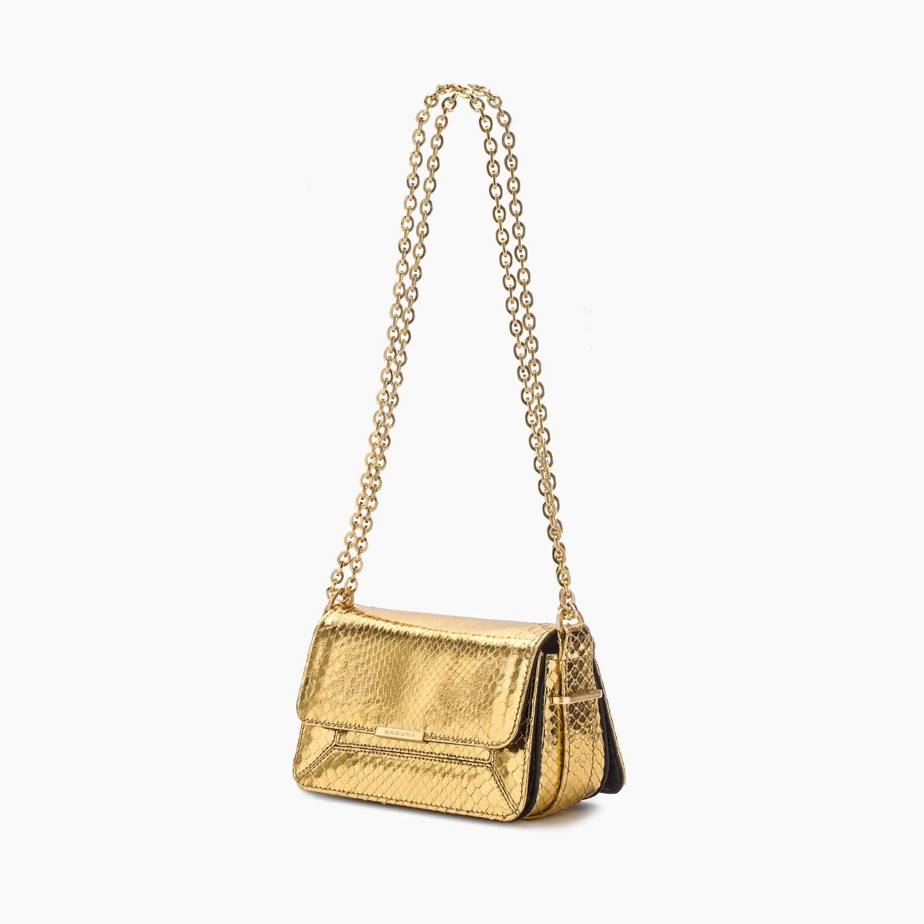 Candy Mini Bag with Chain Gold Python badura
